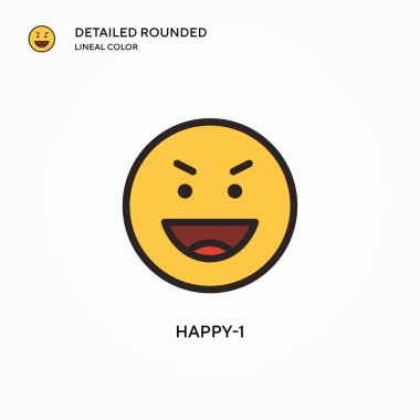 Happy-1 vektör simgesi. Modern vektör illüstrasyon kavramları. Düzenlemesi ve kişiselleştirmesi kolay.