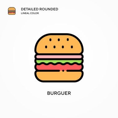 Burguer vektör simgesi. Modern vektör illüstrasyon kavramları. Düzenlemesi ve kişiselleştirmesi kolay.