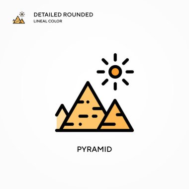 Piramit vektör simgesi. Modern vektör illüstrasyon kavramları. Düzenlemesi ve kişiselleştirmesi kolay.