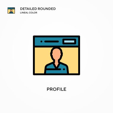 Profil vektör simgesi. Modern vektör illüstrasyon kavramları. Düzenlemesi ve kişiselleştirmesi kolay.