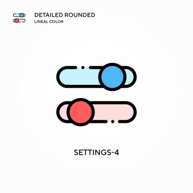 Ayarlar-4 vektör simgesi. Modern vektör illüstrasyon kavramları. Düzenlemesi ve kişiselleştirmesi kolay.