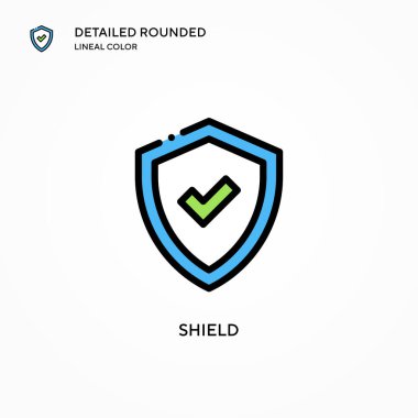 Kalkan vektör simgesi. Modern vektör illüstrasyon kavramları. Düzenlemesi ve kişiselleştirmesi kolay.