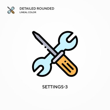 Ayarlar-3 vektör simgesi. Modern vektör illüstrasyon kavramları. Düzenlemesi ve kişiselleştirmesi kolay.