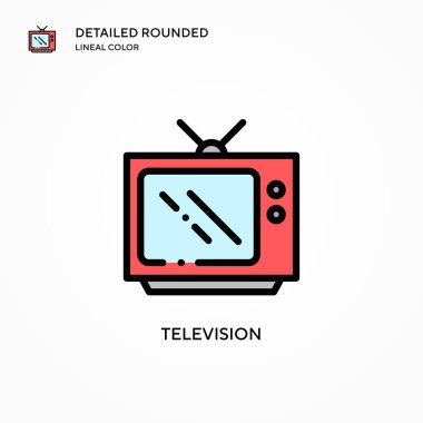 Televizyon vektör simgesi. Modern vektör illüstrasyon kavramları. Düzenlemesi ve kişiselleştirmesi kolay.