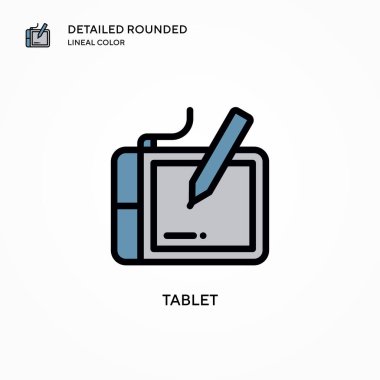 Tablet vektör simgesi. Modern vektör illüstrasyon kavramları. Düzenlemesi ve kişiselleştirmesi kolay.