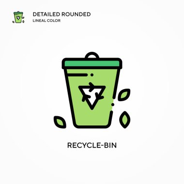 Geri dönüşüm kutusu vektör simgesi. Modern vektör illüstrasyon kavramları. Düzenlemesi ve kişiselleştirmesi kolay.