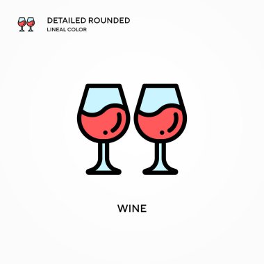 Şarap vektör simgesi. Modern vektör illüstrasyon kavramları. Düzenlemesi ve kişiselleştirmesi kolay.