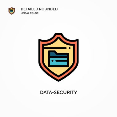 Veri güvenlik vektör simgesi. Modern vektör illüstrasyon kavramları. Düzenlemesi ve kişiselleştirmesi kolay.