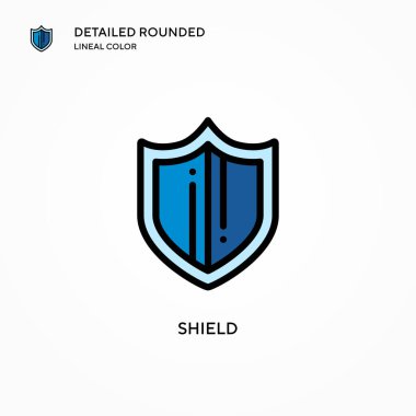 Kalkan vektör simgesi. Modern vektör illüstrasyon kavramları. Düzenlemesi ve kişiselleştirmesi kolay.