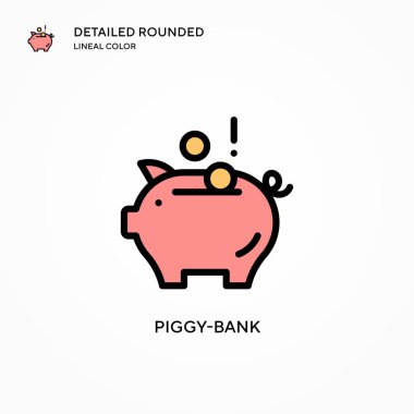 Domuz kumbarası vektör ikonu. Modern vektör illüstrasyon kavramları. Düzenlemesi ve kişiselleştirmesi kolay.