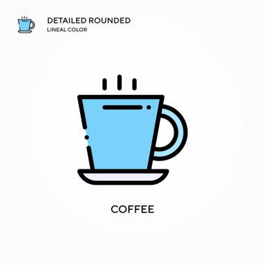 Kahve vektörü ikonu. Modern vektör illüstrasyon kavramları. Düzenlemesi ve kişiselleştirmesi kolay.