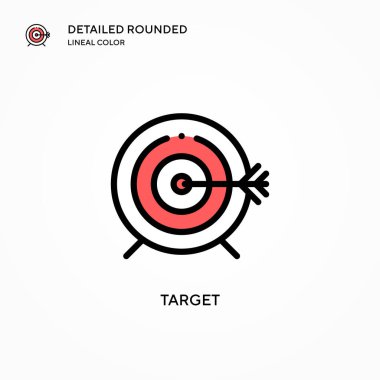 Hedef vektör simgesi. Modern vektör illüstrasyon kavramları. Düzenlemesi ve kişiselleştirmesi kolay.