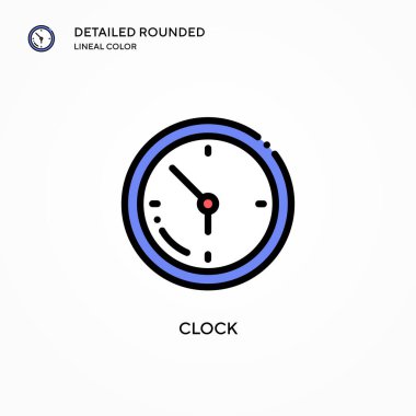 Saat vektör simgesi. Modern vektör illüstrasyon kavramları. Düzenlemesi ve kişiselleştirmesi kolay.