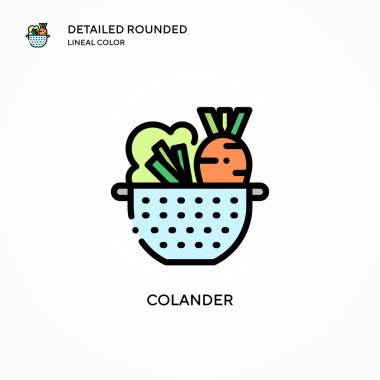 Colander vektör simgesi. Modern vektör illüstrasyon kavramları. Düzenlemesi ve kişiselleştirmesi kolay.