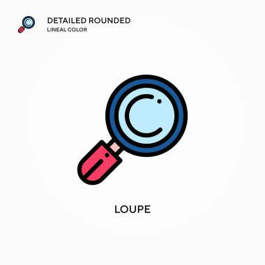 Loupe vektör simgesi. Modern vektör illüstrasyon kavramları. Düzenlemesi ve kişiselleştirmesi kolay.