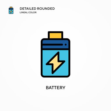 Batarya vektör simgesi. Modern vektör illüstrasyon kavramları. Düzenlemesi ve kişiselleştirmesi kolay.