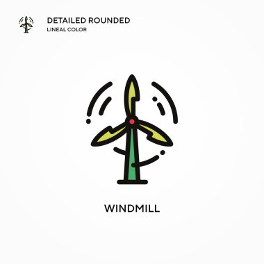 Yel değirmeni ikonu. Modern vektör illüstrasyon kavramları. Düzenlemesi ve kişiselleştirmesi kolay.