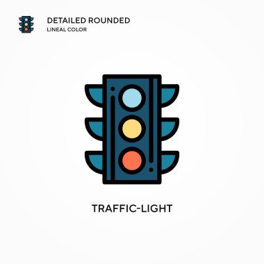 Trafik ışığı vektör simgesi. Modern vektör illüstrasyon kavramları. Düzenlemesi ve kişiselleştirmesi kolay.