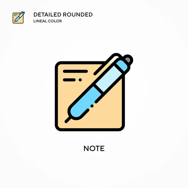 Nota Icono Vector Conceptos Modernos Ilustración Vectorial Fácil Editar Personalizar — Vector de stock