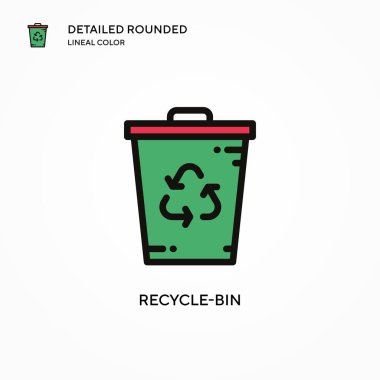 Geri dönüşüm kutusu vektör simgesi. Modern vektör illüstrasyon kavramları. Düzenlemesi ve kişiselleştirmesi kolay.