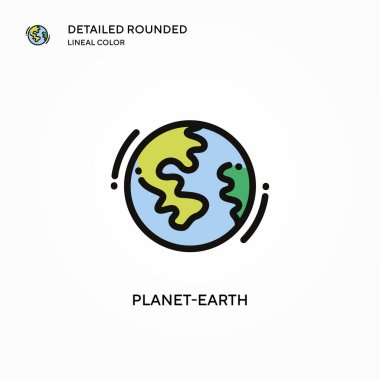 Gezegen-Dünya vektör simgesi. Modern vektör illüstrasyon kavramları. Düzenlemesi ve kişiselleştirmesi kolay.