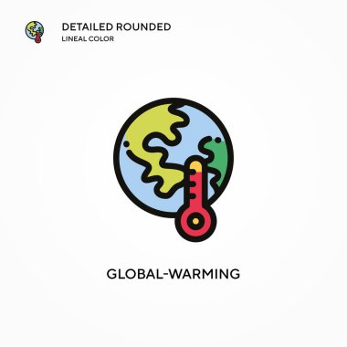 Küresel ısınma vektör simgesi. Modern vektör illüstrasyon kavramları. Düzenlemesi ve kişiselleştirmesi kolay.