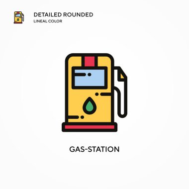 Benzin istasyonu vektör simgesi. Modern vektör illüstrasyon kavramları. Düzenlemesi ve kişiselleştirmesi kolay.