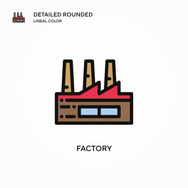 Fabrika vektör simgesi. Modern vektör illüstrasyon kavramları. Düzenlemesi ve kişiselleştirmesi kolay.