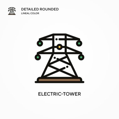 Elektrik kulesi vektör simgesi. Modern vektör illüstrasyon kavramları. Düzenlemesi ve kişiselleştirmesi kolay.
