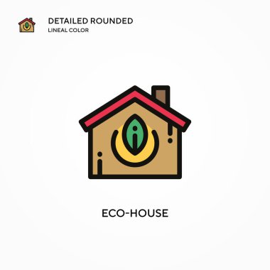 Eko-ev vektör simgesi. Modern vektör illüstrasyon kavramları. Düzenlemesi ve kişiselleştirmesi kolay.