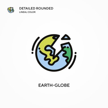 Dünya küresi vektör simgesi. Modern vektör illüstrasyon kavramları. Düzenlemesi ve kişiselleştirmesi kolay.