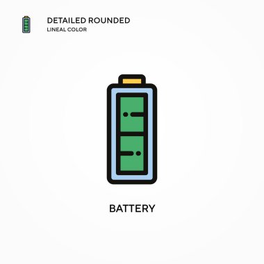 Batarya vektör simgesi. Modern vektör illüstrasyon kavramları. Düzenlemesi ve kişiselleştirmesi kolay.