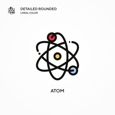 Atom vektör simgesi. Modern vektör illüstrasyon kavramları. Düzenlemesi ve kişiselleştirmesi kolay.