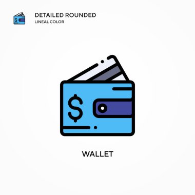 Cüzdan vektör simgesi. Modern vektör illüstrasyon kavramları. Düzenlemesi ve kişiselleştirmesi kolay.