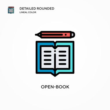 Açık-kitap vektör simgesi. Modern vektör illüstrasyon kavramları. Düzenlemesi ve kişiselleştirmesi kolay.