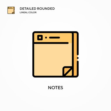 Not vektör simgesi. Modern vektör illüstrasyon kavramları. Düzenlemesi ve kişiselleştirmesi kolay.