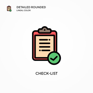 Kontrol listesi vektör simgesi. Modern vektör illüstrasyon kavramları. Düzenlemesi ve kişiselleştirmesi kolay.