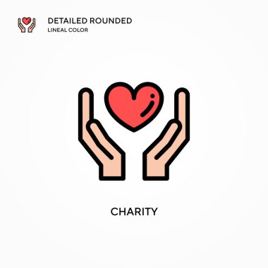 Charity vektör simgesi. Modern vektör illüstrasyon kavramları. Düzenlemesi ve kişiselleştirmesi kolay.