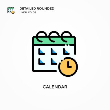 Takvim vektör simgesi. Modern vektör illüstrasyon kavramları. Düzenlemesi ve kişiselleştirmesi kolay.