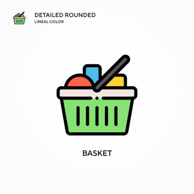 Basket vektör simgesi. Modern vektör illüstrasyon kavramları. Düzenlemesi ve kişiselleştirmesi kolay.