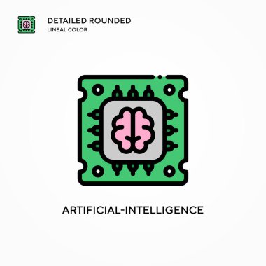 Yapay zeka vektör simgesi. Modern vektör illüstrasyon kavramları. Düzenlemesi ve kişiselleştirmesi kolay.