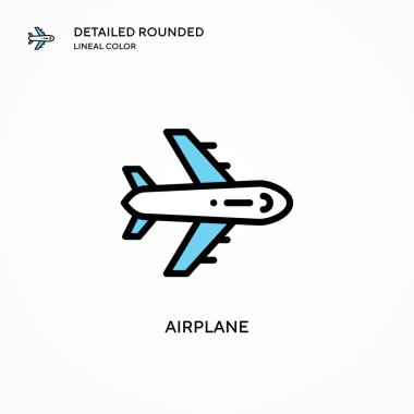 Uçak vektör simgesi. Modern vektör illüstrasyon kavramları. Düzenlemesi ve kişiselleştirmesi kolay.