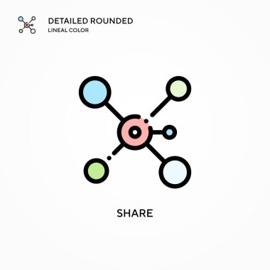 Vektör simgesini paylaş. Modern vektör illüstrasyon kavramları. Düzenlemesi ve kişiselleştirmesi kolay.