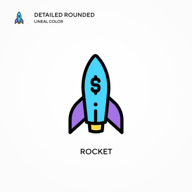 Roket vektör simgesi. Modern vektör illüstrasyon kavramları. Düzenlemesi ve kişiselleştirmesi kolay.