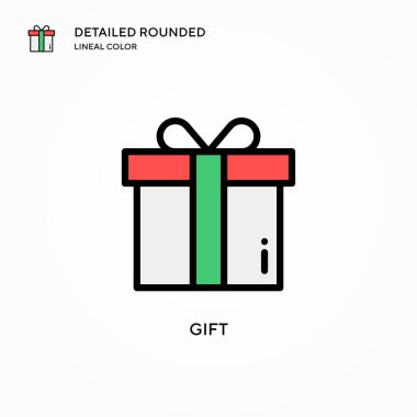 Hediye vektör simgesi. Modern vektör illüstrasyon kavramları. Düzenlemesi ve kişiselleştirmesi kolay.