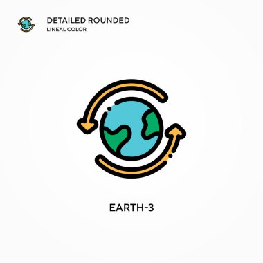 Dünya-3 vektör simgesi. Modern vektör illüstrasyon kavramları. Düzenlemesi ve kişiselleştirmesi kolay.