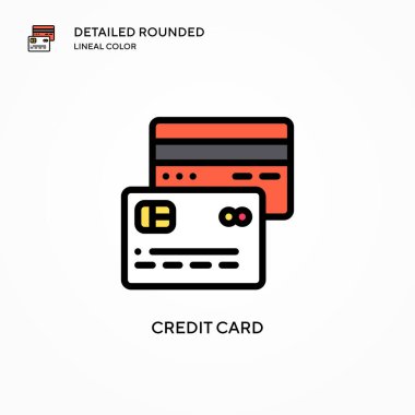 Kredi kartı vektör simgesi. Modern vektör illüstrasyon kavramları. Düzenlemesi ve kişiselleştirmesi kolay.