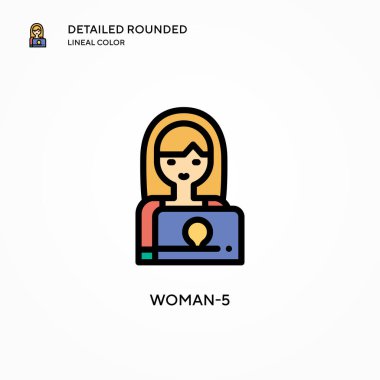 Kadın-5 vektör simgesi. Modern vektör illüstrasyon kavramları. Düzenlemesi ve kişiselleştirmesi kolay.