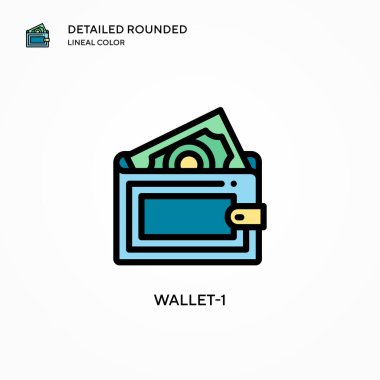 Cüzdan-1 vektör simgesi. Modern vektör illüstrasyon kavramları. Düzenlemesi ve kişiselleştirmesi kolay.