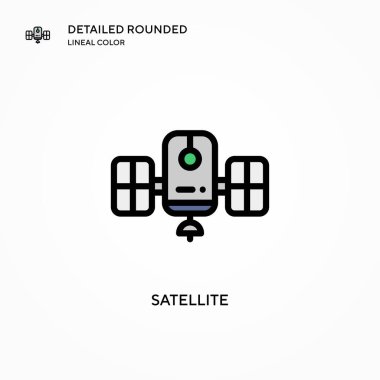 Uydu vektör simgesi. Modern vektör illüstrasyon kavramları. Düzenlemesi ve kişiselleştirmesi kolay.